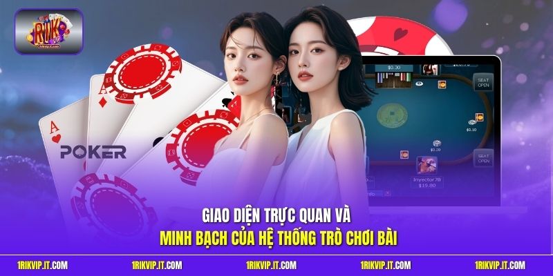 Giao diện trực quan và minh bạch của hệ thống trò chơi bài 